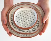 Set of Three Handmade Tapas Plates - Ceramic Plate Set - Geometric Plates - Pottery Plates - Ceramics and Pottery - MADE TO ORDER
