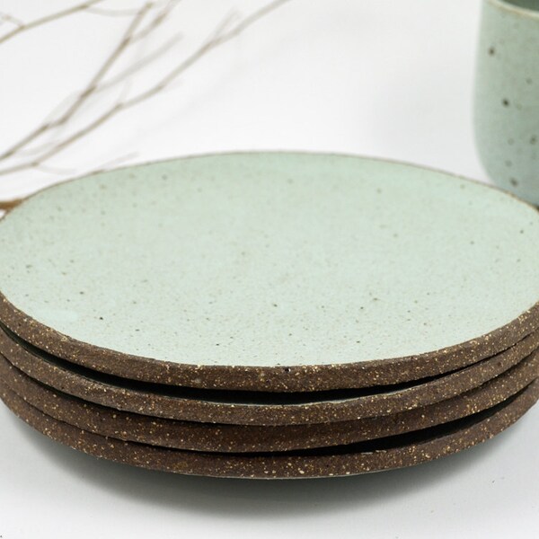Ceramic Side Plate - Mint Green - Stoneware Plate - Rustic Pottery Plate - Ceramics and Pottery