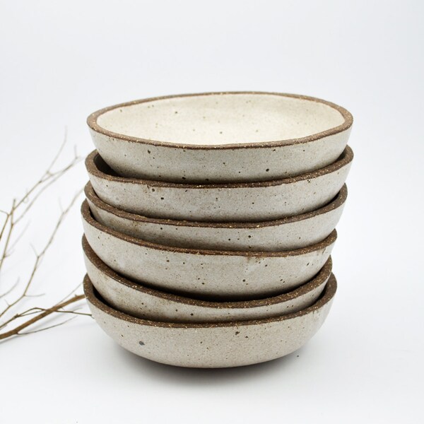 Rustic Bowl - Ceramic Bowl - Serving Bowl - White Speckled Bowl - Stoneware Bowl