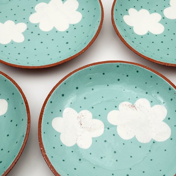 Hand Painted Cloud Ceramic Plate - Pottery Plate - Shallow Bowl - Ceramics and Pottery - Cloud Plate