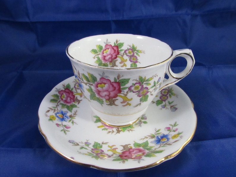 Vintage Royal Stafford Pedestal large Tea Cup and Saucer Rochester c1950 made in england image 2
