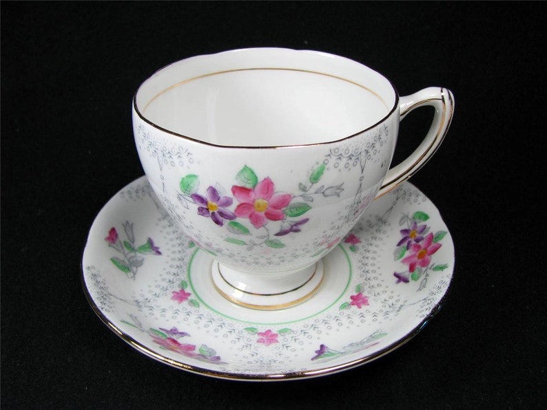 Vintage Royal Grafton Bone China Tea Cup And Saucer Etsy