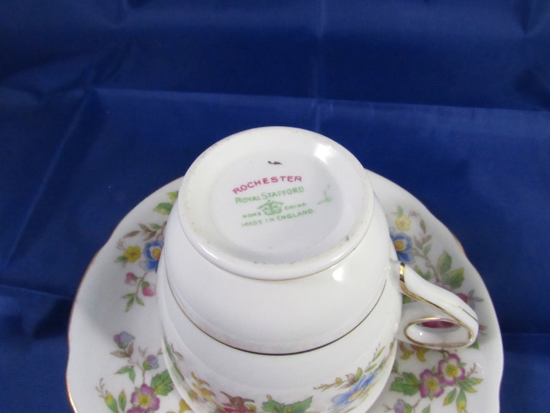 Vintage Royal Stafford Pedestal large Tea Cup and Saucer Rochester c1950 made in england image 7