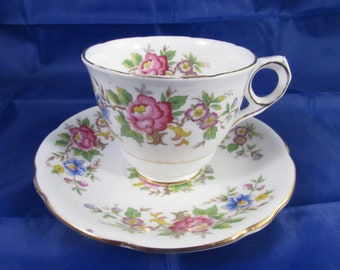 Vintage Royal Stafford Pedestal large Tea Cup and Saucer "Rochester" c1950 made in england