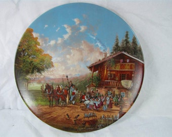 STOP at the VILLAGE INN Seltmamn Weiden German Porcelain Art plate coa! new! mib!