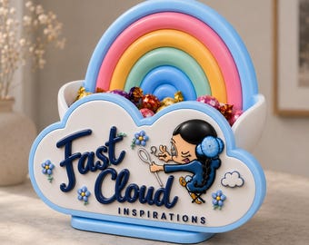 Custom Name Rainbow Cloud Candy Dish, Personalized Pastel Decor
