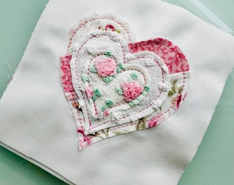 SHABBY RoSES and VINTAGE CHENiLLE Quilt Sqs Kit with 6 Appliques, 6 -6" pieced Sqs  So Beautiful! 12 -6" sqs total