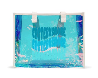 Eastern Shore Holographic Beach Waves Tote Bag | Iridescent Clear Beach Tote