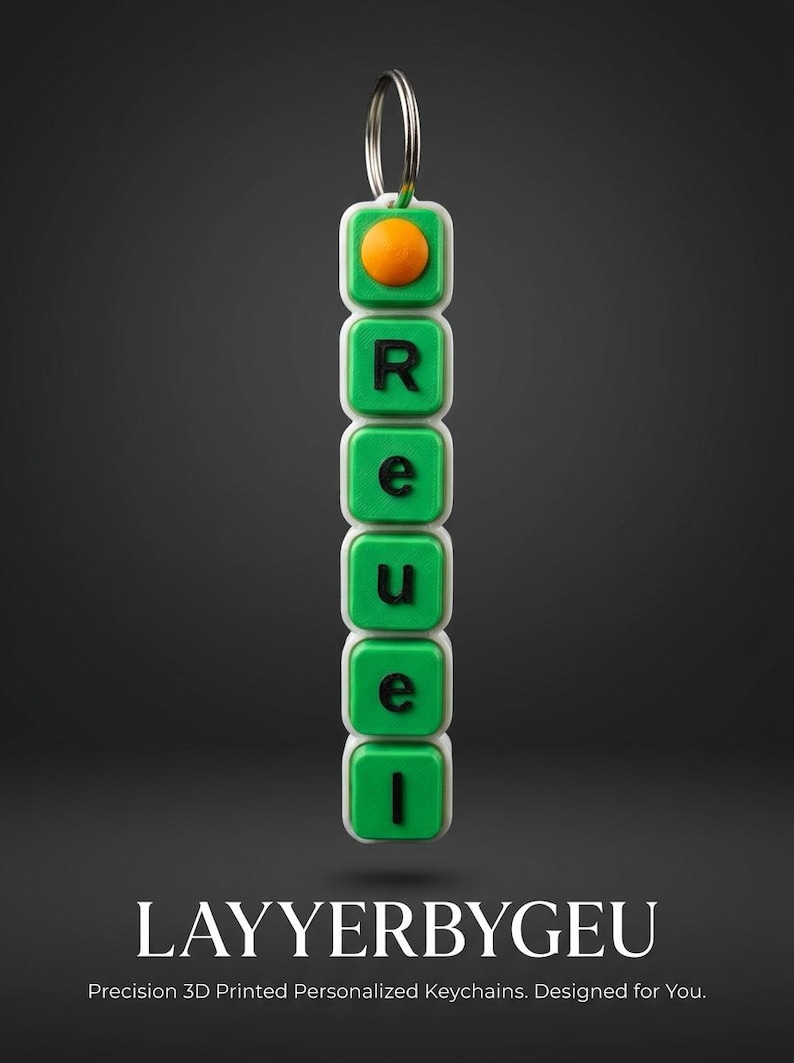 Custom name clicker — Reuel, white and green, vertical