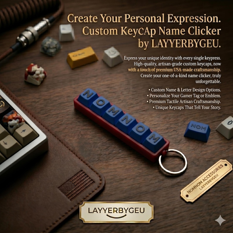 Custom name clicker — NOMNOM, red base, blue keys