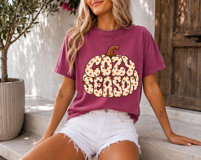 Cozy Season Pumpkin Shirt, Retro Fall Graphic Tee, Autumn Aesthetic Tshirt, Cute Thanksgiving Top, Boho Fall Gift for Her