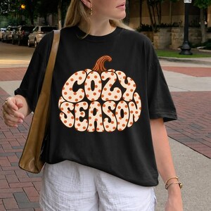 Cozy Season Pumpkin Shirt, Retro Fall Graphic Tee, Autumn Aesthetic Tshirt, Cute Thanksgiving Top, Boho Fall Gift for Her