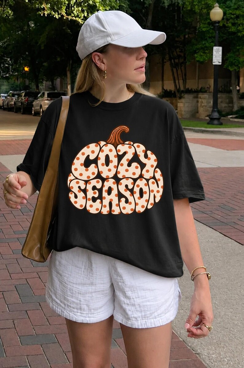 Cozy Season Pumpkin Shirt, Retro Fall Graphic Tee, Autumn Aesthetic Tshirt, Cute Thanksgiving Top, Boho Fall Gift for Her
