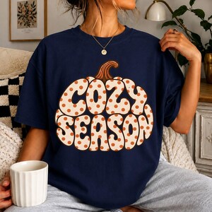 Cozy Season Pumpkin Shirt, Retro Fall Graphic Tee, Autumn Aesthetic Tshirt, Cute Thanksgiving Top, Boho Fall Gift for Her