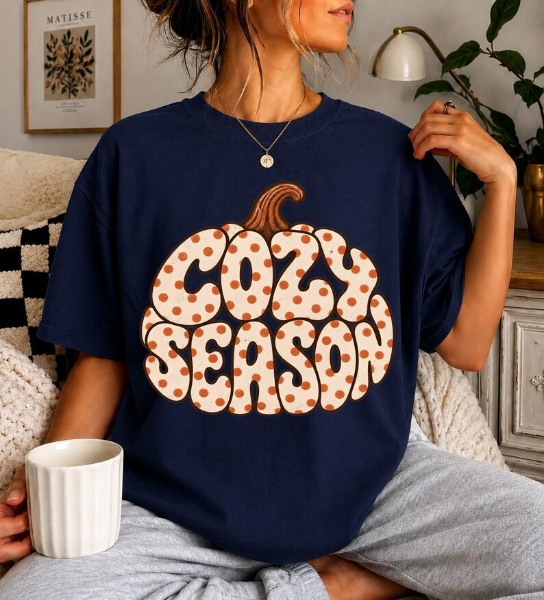 Cozy Season Pumpkin Shirt, Retro Fall Graphic Tee, Autumn Aesthetic Tshirt, Cute Thanksgiving Top, Boho Fall Gift for Her