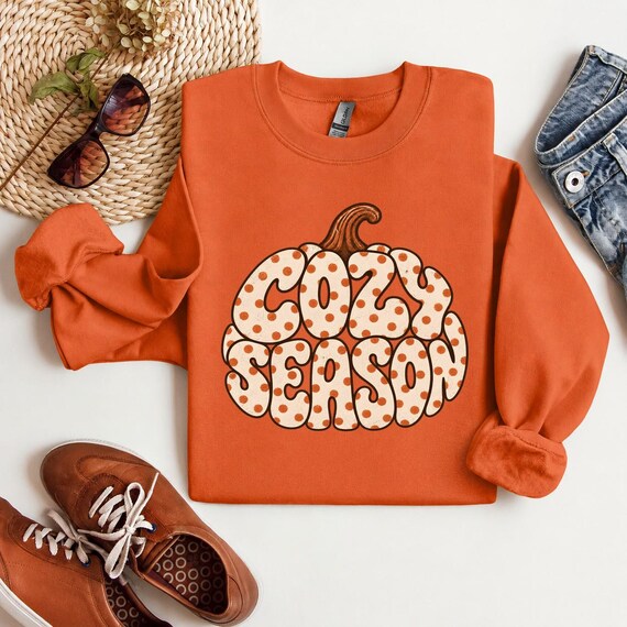 Cozy Season Pumpkin Shirt, Retro Fall Graphic Tee, Autumn Aesthetic Tshirt, Cute Thanksgiving Top, Boho Fall Gift for Her