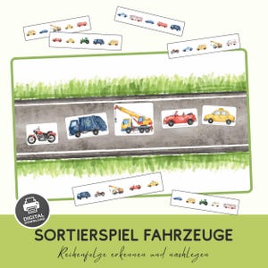 Vehicle Sorting Game – Creating Sequences | Printable PDF | Kindergarten | Preschool | Elementary School
