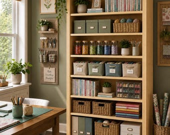 82"H Solid Wood 7 Shelf Bookcase, Handcrafted Bookshelf, Storage for Home Office & Living Room