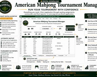 American Mahjong Tournament Manager Software – Excel Seating & Scorecard Generator