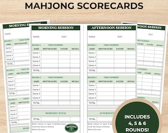 Plantillas de tarjetas de puntuación de mahjong americano