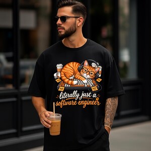 Funny Cat Programmer Shirt, Software Engineer Gift, Coding Tee, Computer Science Developer Apparel, Keyboard Cat Design