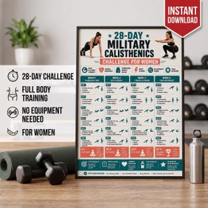 Sfida di calisthenics militare di 28 giorni per donne (programma di allenamento stampabile in PDF)