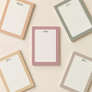 Personalized Fall Gingham Notepad | 5 x 7 Autumn Colors Memo Pad