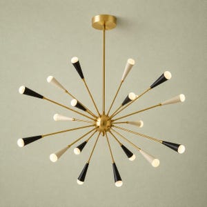 Stilnovo Style Chandelier, Modern Sputnik Chandelier, Mid Century Modern Brass Ceiling Light, Italian Designer Lighting Fixture