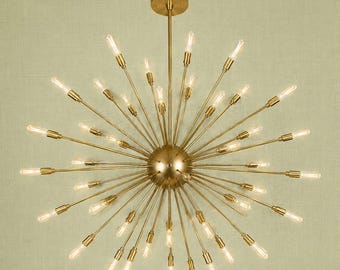 Stilnovo Style Sputnik Chandelier, Mid Century Modern Starburst Chandelier, Brass Ceiling Light, Handmade Italian Inspired Lighting Fixture