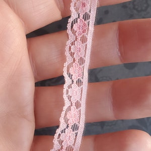 Vintage dyed pale pink peach lace trim 1 yrd 3/8" wide