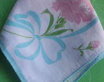Vintage cotton floral print handkerchief - flaw