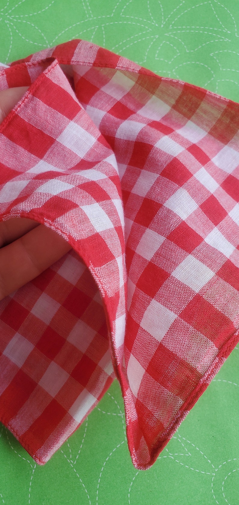 Vintage 50's cotton checkered handkerchief w flaws image 7