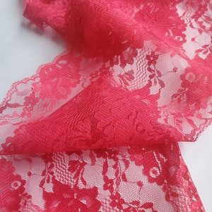 Vintage raspberry red wide lace trim 1 yrd x 6 &quot;