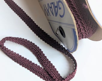 Vintage mulberry gimp cord trim - one yard, 3/4 of an inch wide