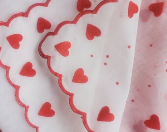 Vintage sheer nylon Valentine's handkerchief w ** flaws