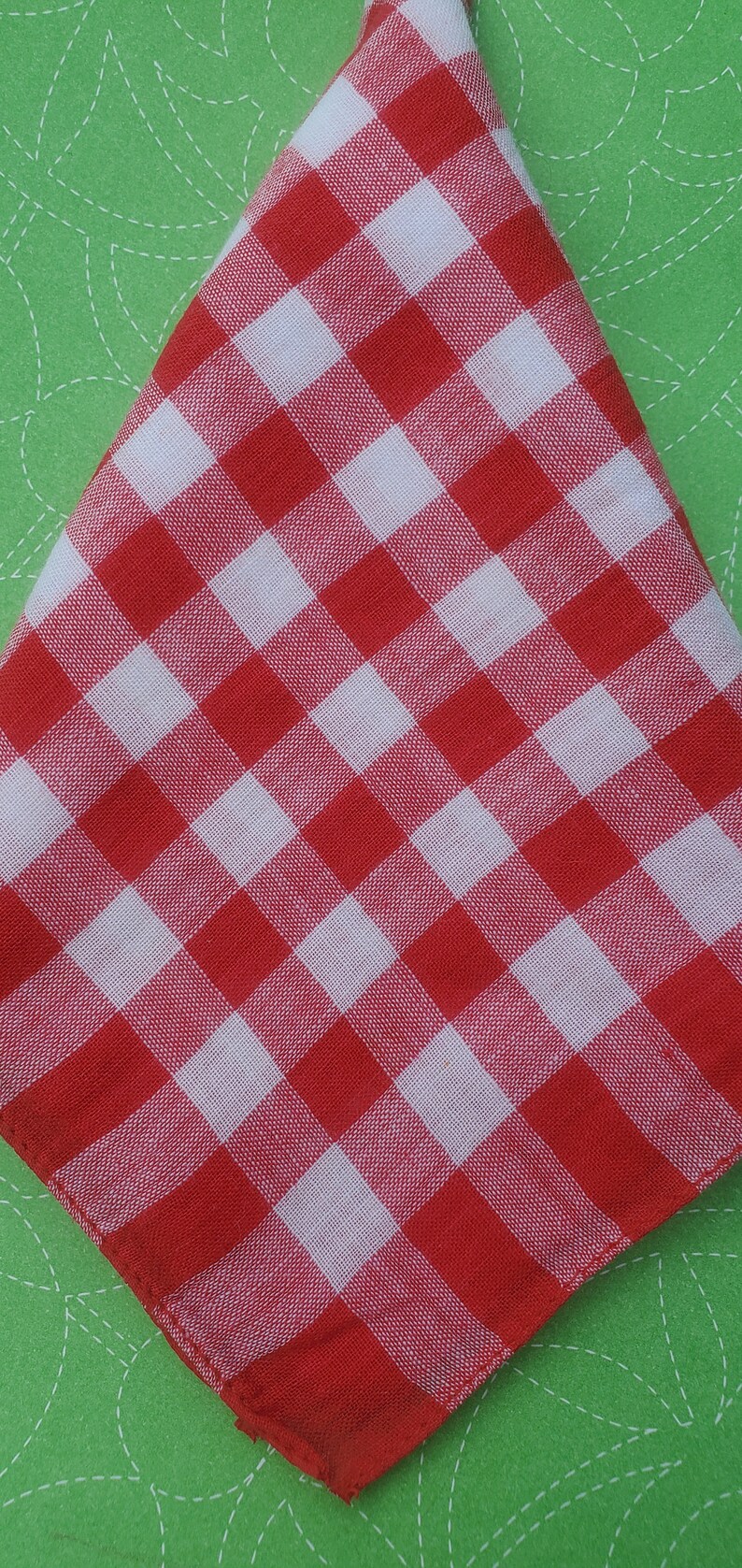 Vintage 50's cotton checkered handkerchief w flaws image 2
