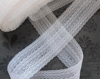 Vintage sheer white lace trim 1 Yrd x 1.5 inch wide