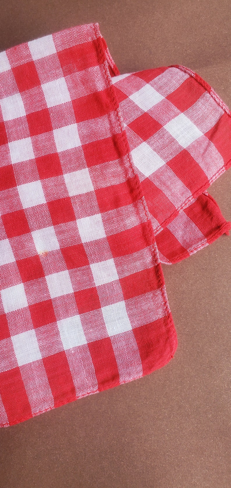 Vintage 50's cotton checkered handkerchief w flaws image 6