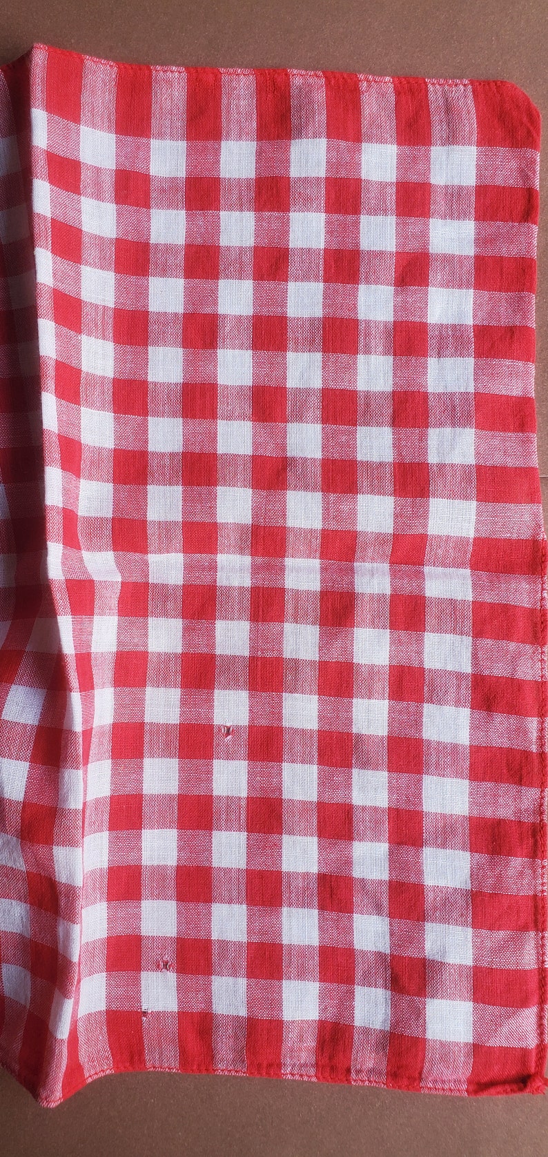 Vintage 50's cotton checkered handkerchief w flaws image 5