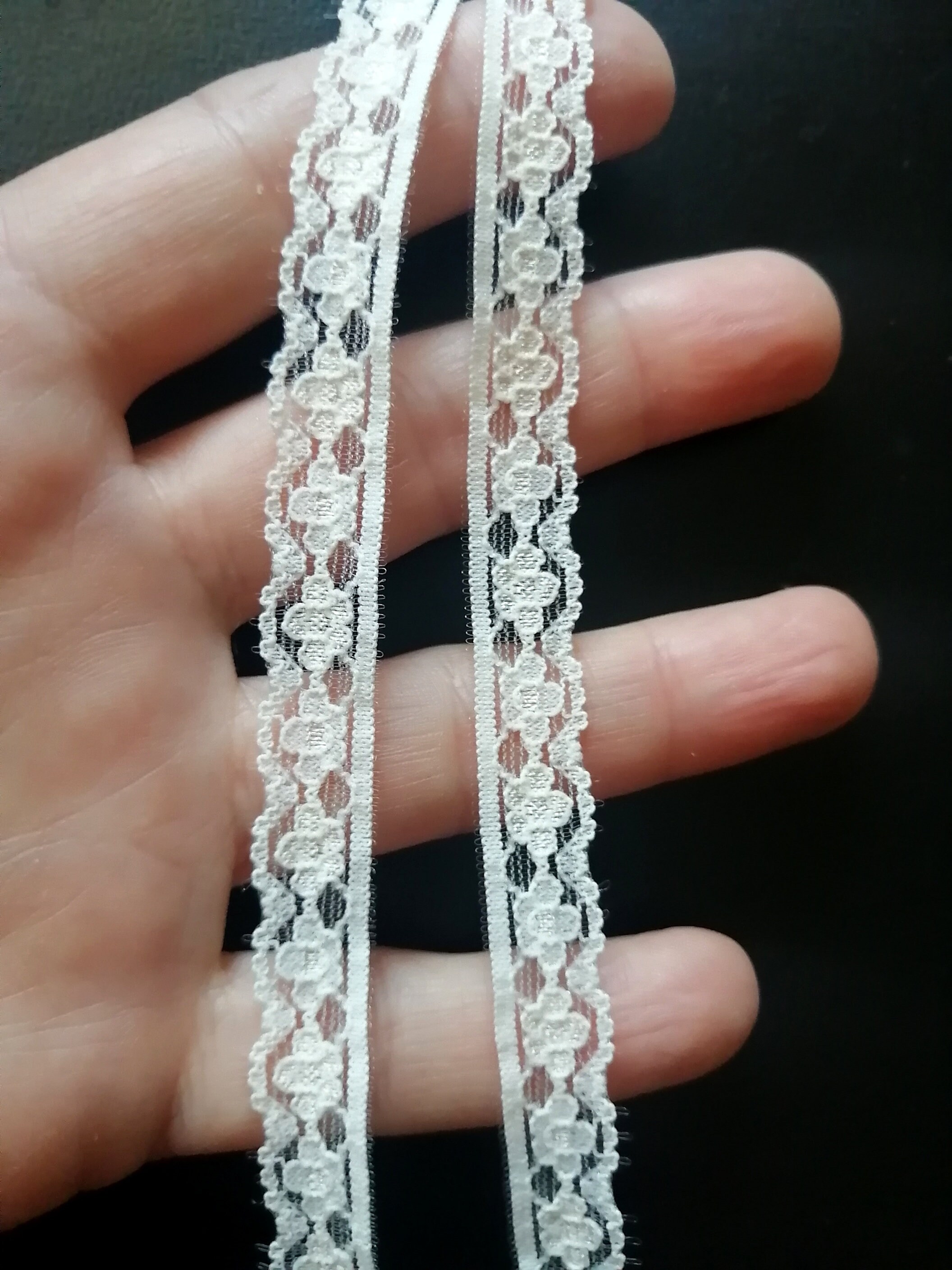 Cotton Lace, Ribbon Slot Lace, Ribbon Slot Cotton Lace, Cream Black Lace,  Fashion Lace 