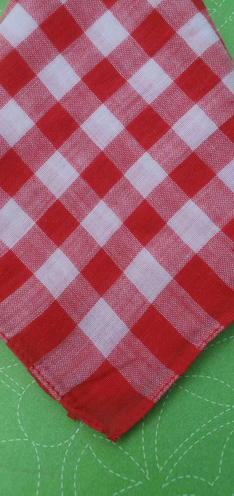 Vintage 50's cotton checkered handkerchief w flaws image 3