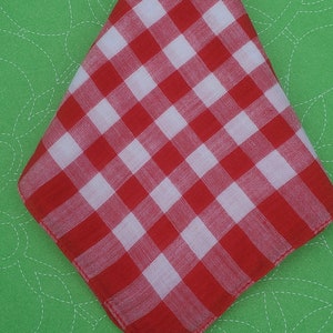 Vintage 50's cotton checkered handkerchief w flaws image 1