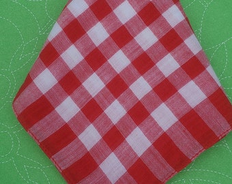 Vintage 50's cotton checkered handkerchief w flaws