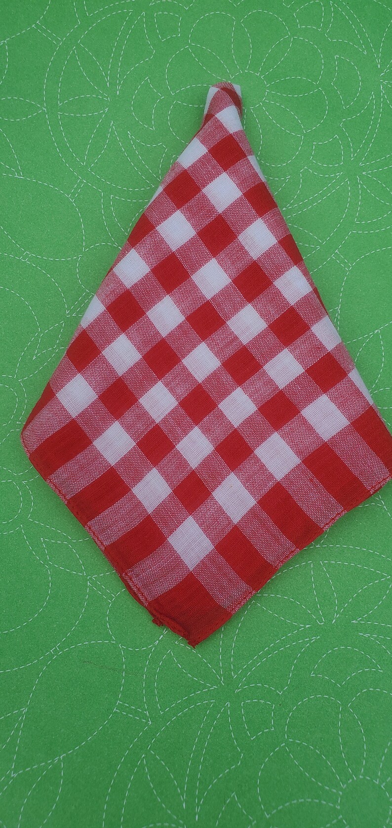 Vintage 50's cotton checkered handkerchief w flaws image 1