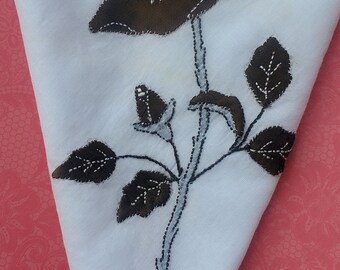 Vintage 50's large cotton floral handkerchief w flaws