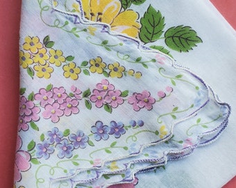 Vintage Large cotton floral handkerchief