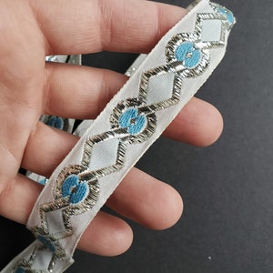 Vintage silver woven jaquard trim 1&#39; x 5/8&quot;&quot;