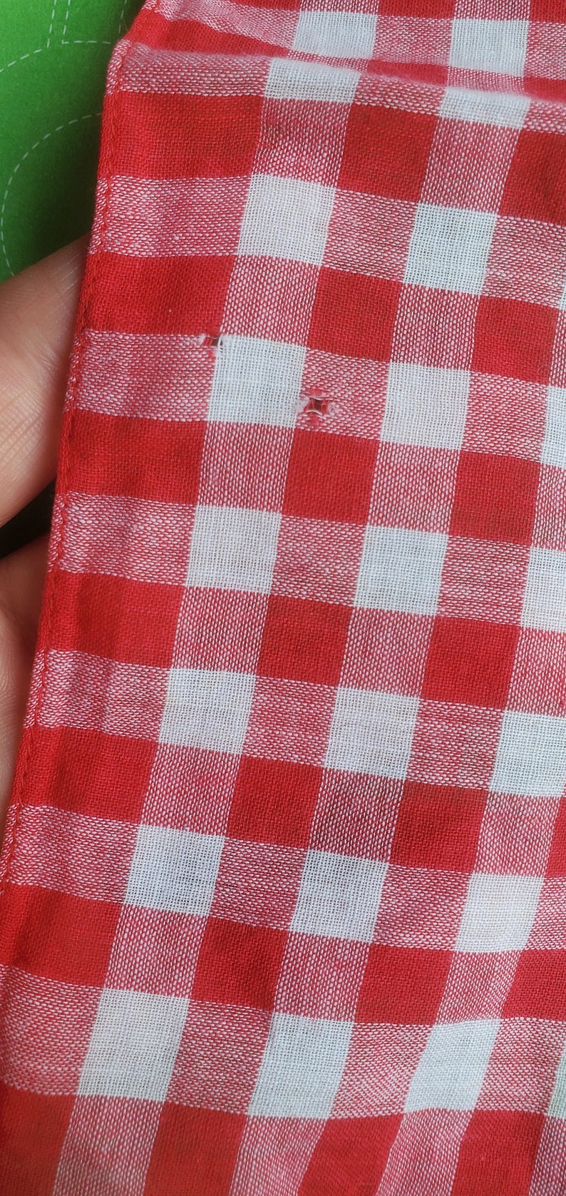 Vintage 50's cotton checkered handkerchief w flaws image 9