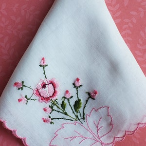 Vintage sheer cotton floral handkerchief - New