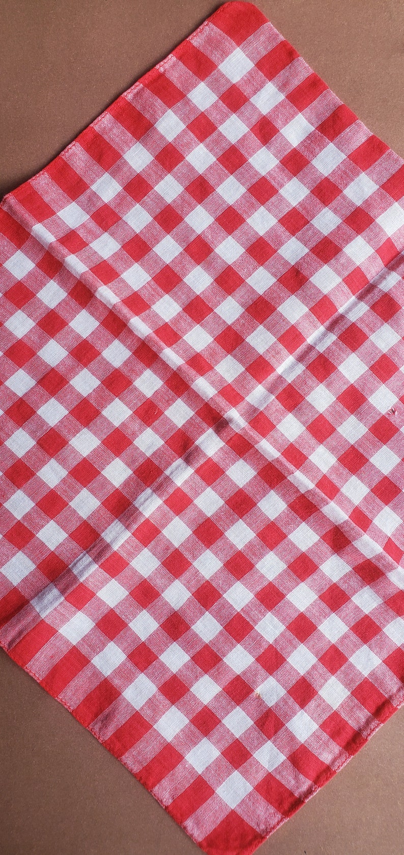 Vintage 50's cotton checkered handkerchief w flaws image 4